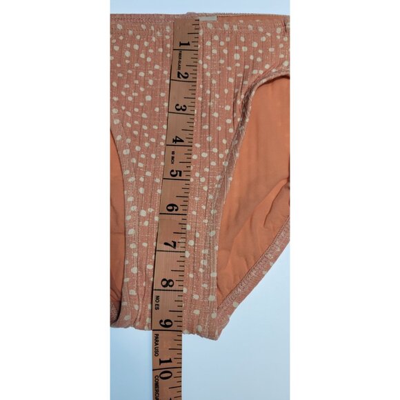 Robin Piccone Bikini Swim Top Strappless Bottom Mid Rise Sz M Pink Polka Dot - Picture 4 of 8